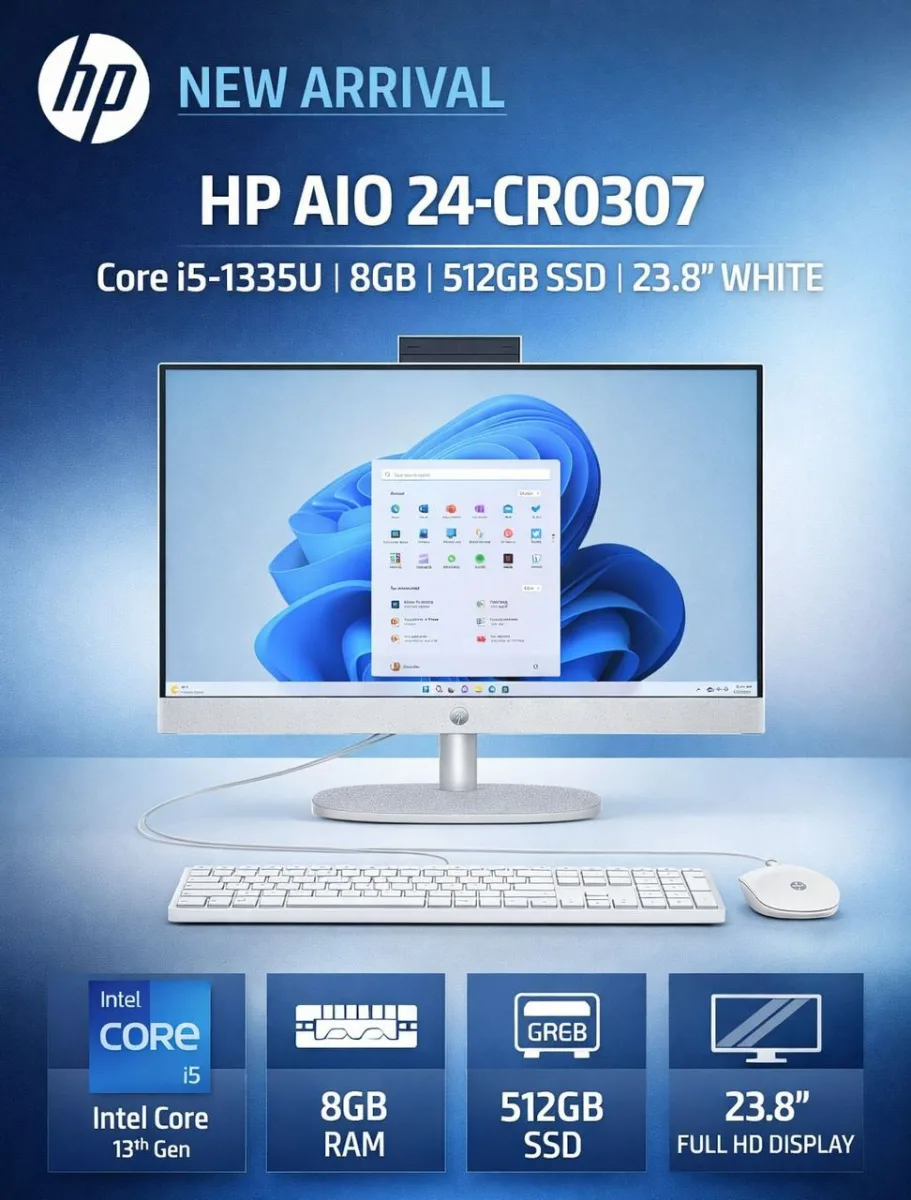 HP 24"Inch All In One Computer Intel Core I5 1335U 13Th Gen Processor 8GB Ddr4 Ram