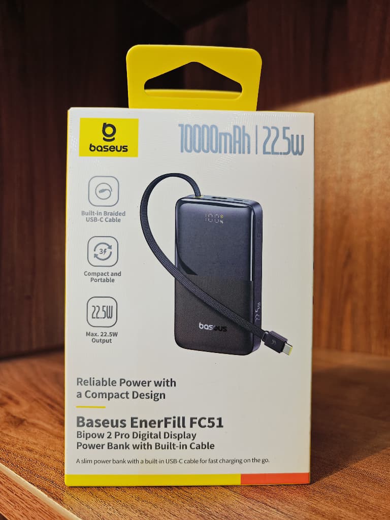 Baseus Enerfill Fc51 Bipow 2 Pro Digital Display 10000Mah 22.5W Power Bank With Built In C