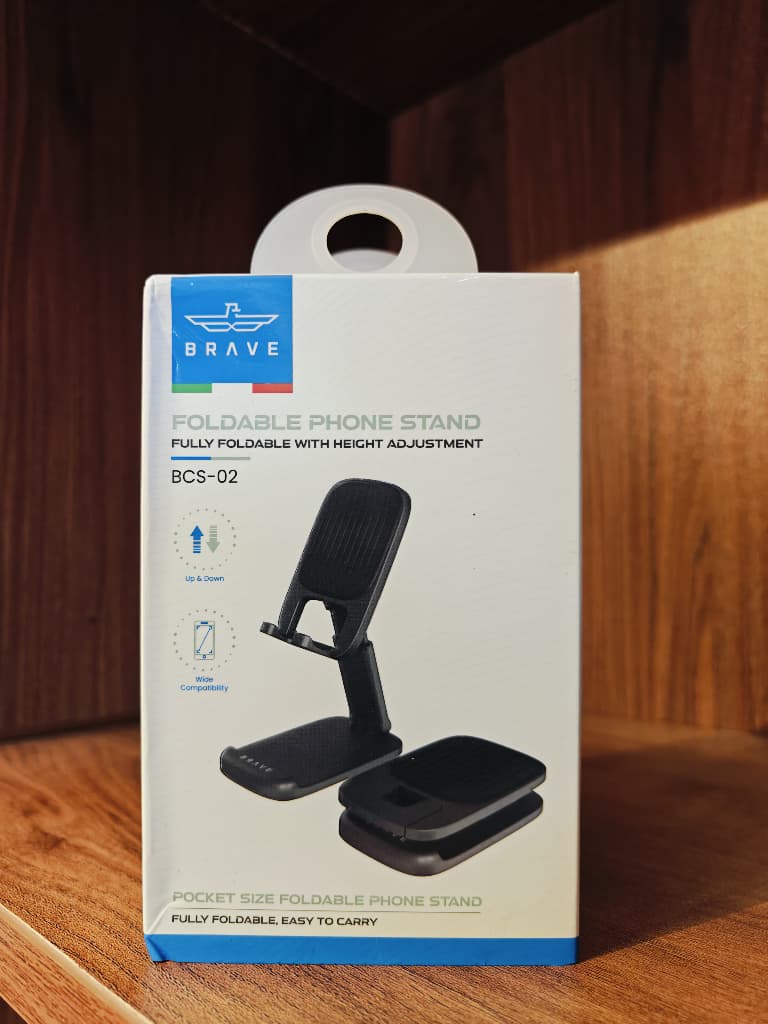 Brave Pocket Size Foldable 2 In 1 Phone Tablet Stand Black