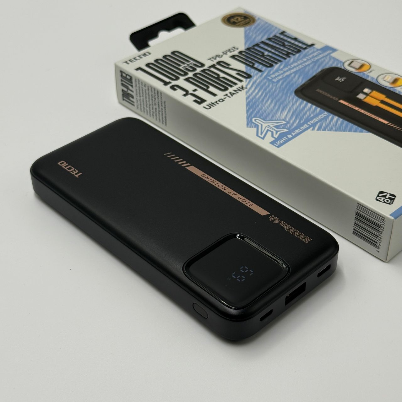 Tecno 10 000Mah Large Capacity Powerbank With 2 Inbuilt Cables